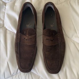 Tods brown suede loafers